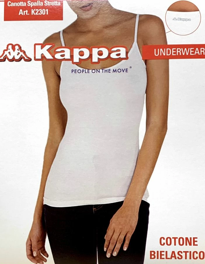Canottiera Donna Spalla Stretta Cotone Bielastico Kappa 2301 1 Canottiera Donna Spalla Stretta Cotone Bielastico Kappa 2301