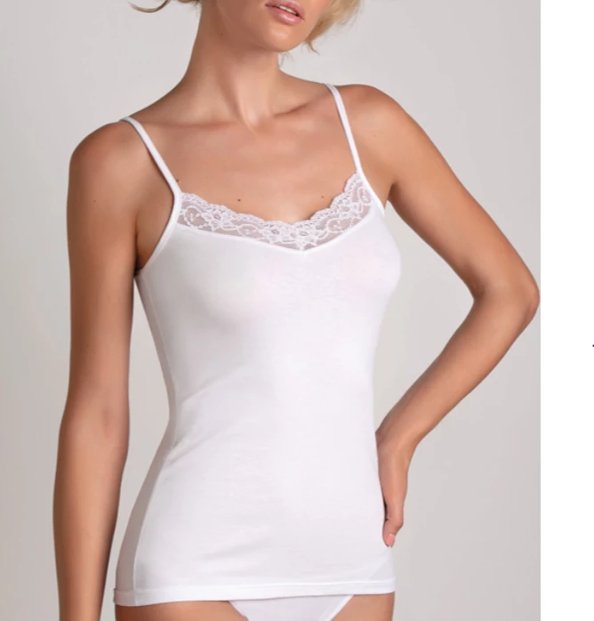 Canottiera Donna Pizzo Spalla Stretta Cotonella GD00135 2 Canottiera Donna Pizzo Spalla Stretta Cotonella GD00135 - immagine 2
