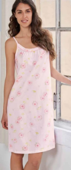 Camicia Da Notte Spalla Stretta 100% Cotone Stoffa Linclalor 30822