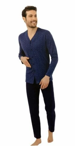 Pigiama Uomo Aperto 100% Cotone Caldo Invernale Il Granchio 4002/a