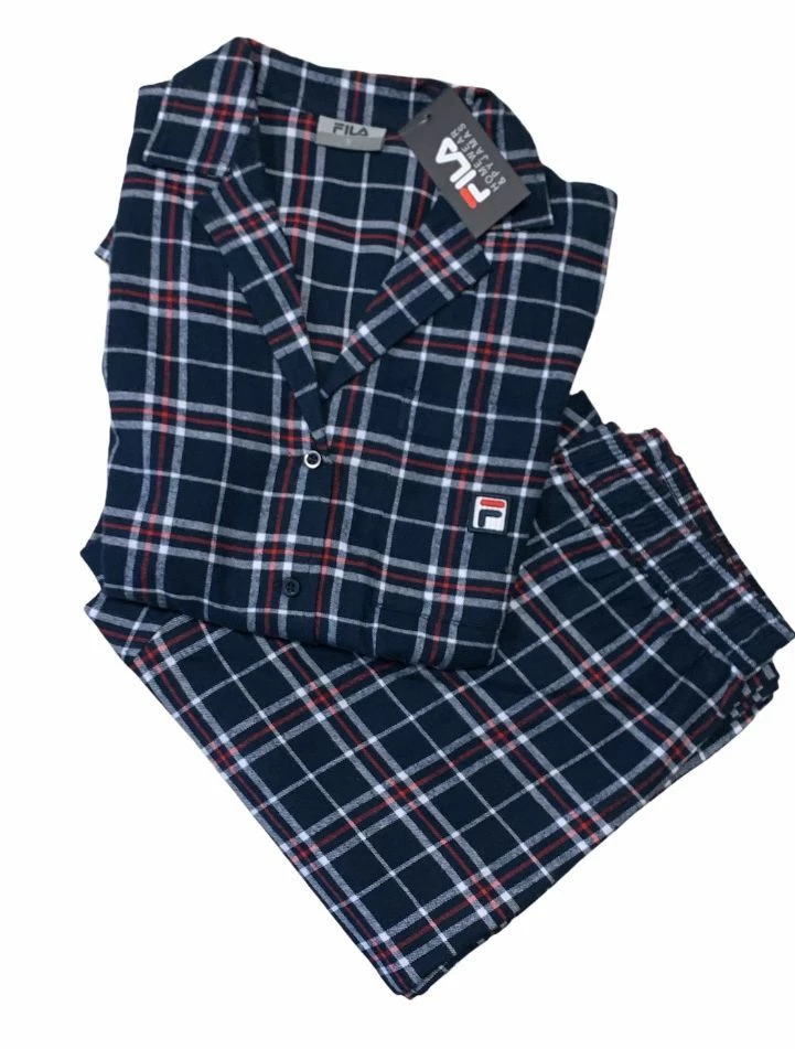 Pigiama Donna Aperto 100% Cotone Flanella Fila 4076 2 Pigiama Donna Aperto 100% Cotone Flanella Fila 4076 - immagine 2