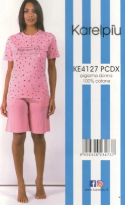 Pigiama Donna Corto Calibrato 100% Cotone Karelpiu' 4127