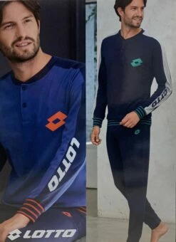 Pigiama Uomo Lungo 100% Cotone Jersey Lotto 4055 Prezzo Promozionale