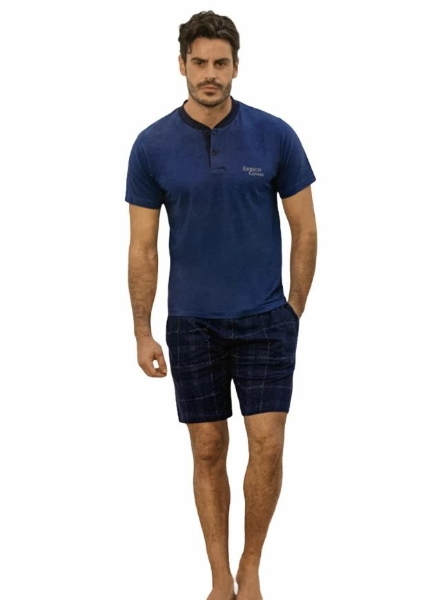 Pigiama Uomo CORTO Cotone Jersey Enrico Coveri 9131 2 Pigiama Uomo CORTO Cotone Jersey Enrico Coveri 9131 - immagine 2