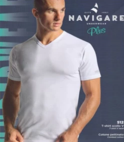 Maglia Uomo Mezza Manica Scollo A V Cotone 100% Navigare 512