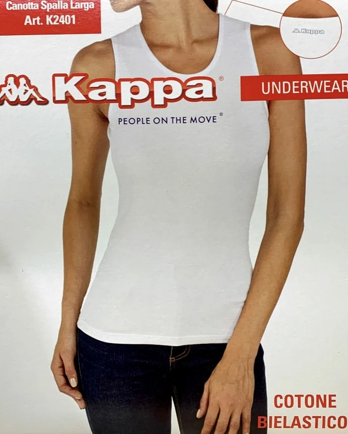 Canottiera Donna Spalla Larga Cotone Bielastico Kappa 2401 1 Canottiera Donna Spalla Larga Cotone Bielastico Kappa 2401