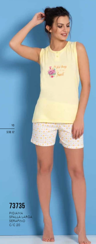 Pigiama Donna Spalla Larga Corto 100% Cotone Miami 73735 Outlet 1 Pigiama Donna Spalla Larga Corto 100% Cotone Miami 73735 Outlet
