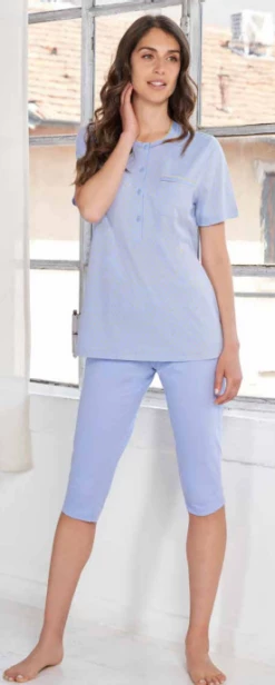 Pigiama Donna M/M Pinocchietto 100% Cotone Jersey Linclalor 74429