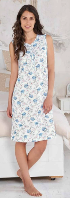 Camicia Da Notte Spalla Larga 100% Cotone Jersey Linclalor 74432