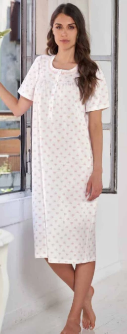 Camicia Da Notte Mezza Manica 100% Cotone Jersey Linclalor 74458 1 Camicia Da Notte Mezza Manica 100% Cotone Jersey Linclalor 74458