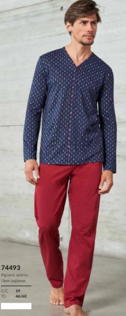 Pigiama Uomo Aperto 100% Cotone Jersey Leggero You365 74493