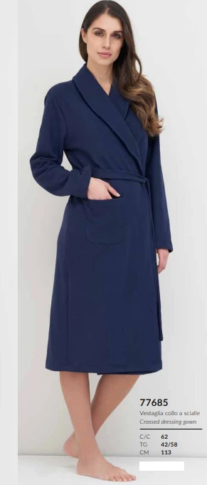 Vestaglia Donna Incrociata Cotone Felpato Linclalor 77685 1 Vestaglia Donna Incrociata Cotone Felpato Linclalor 77685