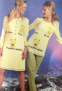 Camicia Da Notte Abito Casa 100% COTONE Interlock Linclalor 91911 Outlet