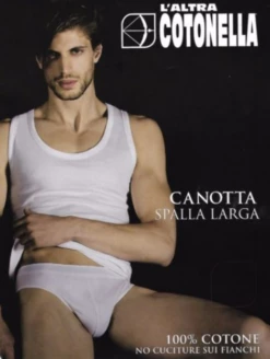 Canottiera Uomo Spalla Larga 100% Cotone Cotonella AU89