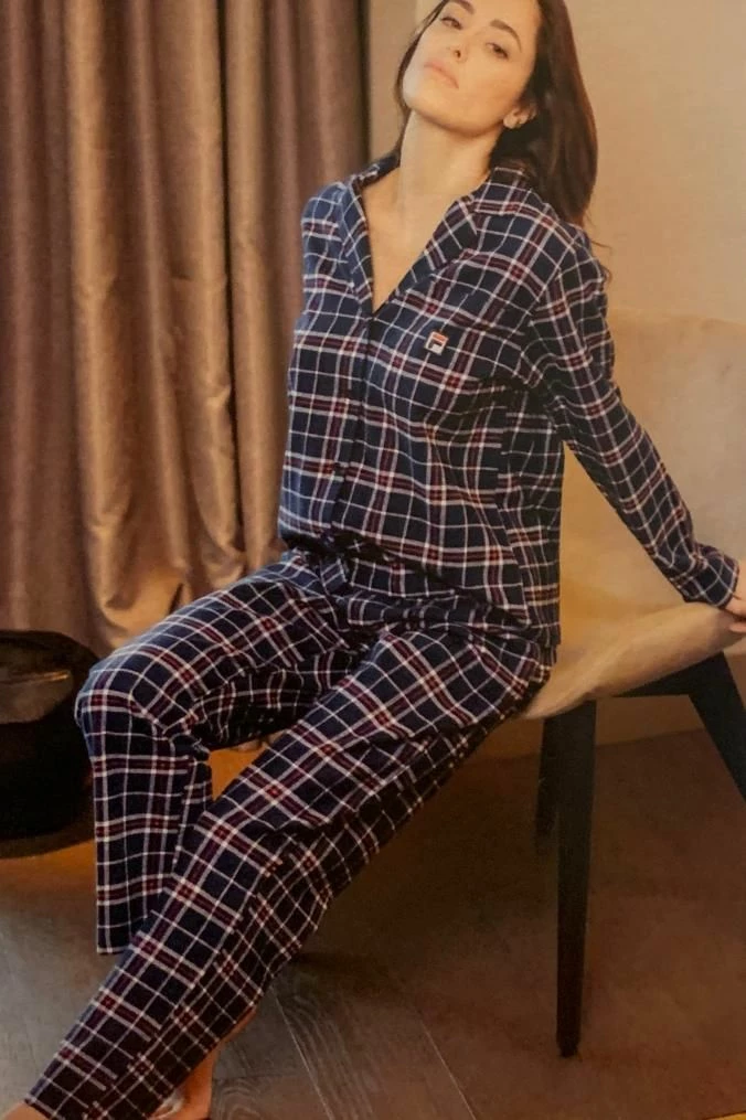 Pigiama Donna Aperto 100% Cotone Flanella Fila 4076 3 Pigiama Donna Aperto 100% Cotone Flanella Fila 4076 - immagine 3