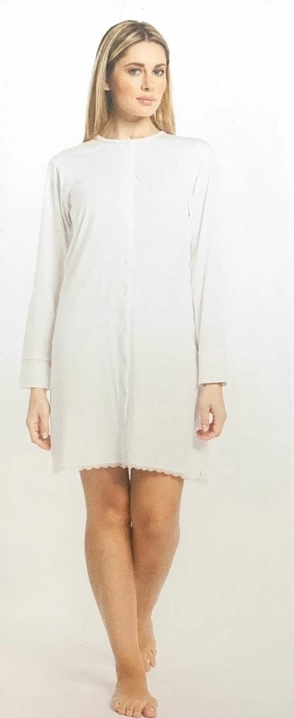 Camicia Da Notte Tutta Aperta 100% Cotone Karelpiu' 6165 1 Camicia Da Notte Tutta Aperta 100% Cotone Karelpiu' 6165