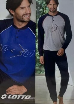 Pigiama Uomo Lungo 100% Cotone Jersey Lotto 4056 Prezzo Promozionale