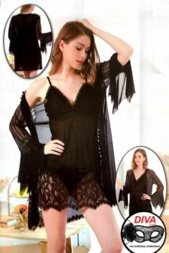 Completo Donna Vestaglia E Babydoll Sexy Diva By Prive'