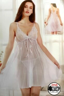 Babydoll Sexy Trasparente In Tulle E Pizzo Diva By Prive'