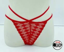 Perizoma Donna Sexy Rosso Pizzo E Tulle Diva By Prive 2996