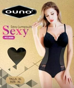 Body Sexy Imbottito Microfibra E Pizzo Ouno 8088